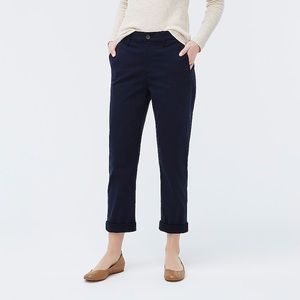 J Crew High Rise Girlfriend Chino Pants in Navy Blue